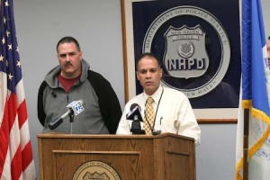 NHPD chief Francisco Ortiz speaks at a press conference thanking state narcotics officers last Thursday.