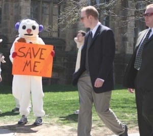 Students and activists from the Connecticut Climate Coalition rallied Friday, chiding Gov. Rell for her failure to keep pace with other states’ global-warming legislation.