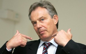 Former British Prime Minister Tony Blair lectures at University College Hospital in London last April. A group of seniors plans to protest Blair's speech Sunday because of his role in executing the war in Iraq.
