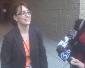 Outside police headquarters Wednesday, Acting NHPD Chief Stephanie Redding speaks to reporters — but offers few details — about the arrest of Anthony Maio for fourth-degree sexual harassment.