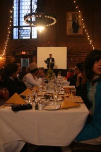 Students listen to a speech by Eboo Patel, who discussed Islam’s goals of tolerance and religious pluralism.
