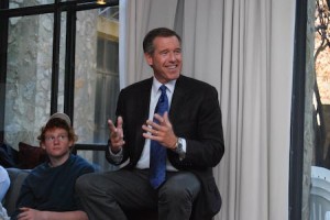 NBC Nightly News anchor Brian Williams speaks at a Morse College Master’s Tea on Sunday. In addition to politics, he talked about journalism, citing the Internet’s possibly detrimental influence on substantive discussion.
