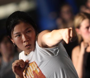 Rosa Li ’09 practices and perfects her left jab in a popular cardio Thai kickboxing class at Payne Whitney Gymnasium on Monday.