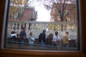 Yale students and New Haven residents alike flocked to New Haven’s Main Library on Elm Street to vote at 9 a.m. on Tuesday. This week’s election saw a surge in youth turnout at polling locations across the country, a departure from the voting trends of past years.