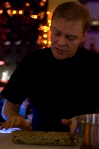 Michael Hafford, an assistant pastry chef at Chow restaurant on Chapel Street, offers an intent audience tips for their holiday baking endeavors. The event was part of a monthly series at the restaurant, which usually features less proletarian fare.