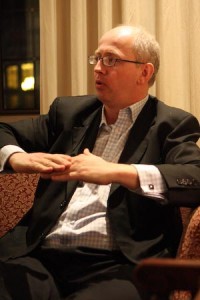 Matthew Bishop, editor for The Economist, presents a Master’s Tea on “philanthrocapitalism” at Jonathan Edwards Wednesday.