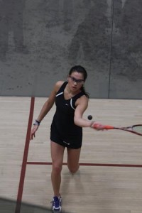 No. 3 Alia Aziz ’10 took on Emery Maine of the Tigers. She dropped a four-game set in the Elis’ 8-1 loss.