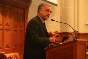 Luis Moreno-Ocampo, International Criminal Court prosecutor, delivers the keynote address at a conference at the Yale Law School Feb. 6.