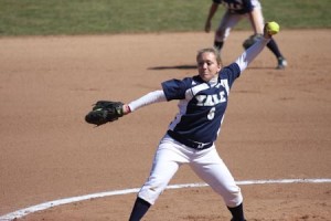 Deanna DiBenardi '09 pitched four perfect innings in Saturday's 2-0 victory over Columbia. Yale won both its games against the Lions.