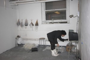 Aliza Shvarts ’08 prepares to show her video in her studio last year. Her final project was never exhibited.