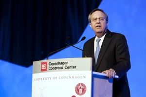 University President Richard Levin speaks at a conference on climate change in Copenhagen on March 10.
