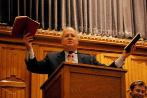 Since Rove refused to be taped at the YPU debate Tuesday night, there were no overflow rooms, and students were simply turned away.