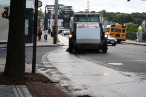 Police and tow trucks first ticket and tow illegally parked cars, followed by water-spraying trucks sweepers, which clear the streets of debris.