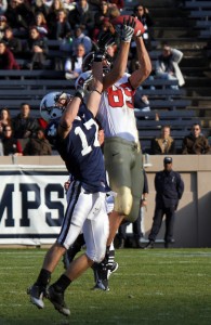 Adam Money ’11, left, is making the transition from cornerback to strong safety this season. He led the Elis with three interceptions in 2009.