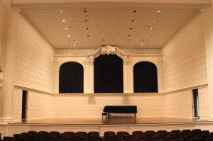 New equipment was installed in the Morse Recital Hall to accomodate the live screenings from the Metropolitan Opera.