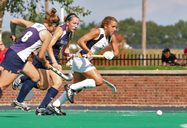 Midfielder/forward Kristen Krebs ’12 has one assist so far this season for the field hockey team. Krebs and the Elis travel to face Cornell on Saturday in Ithaca, N.Y.