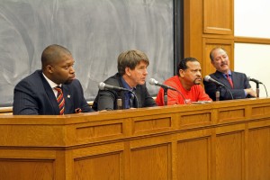 A talk at the law school on the death penalty featured speakers, including Amnesty International director Larry Cox. The ACLU, Amnesty International, and the Connecticut Network to Abolish the Death Penalty sponsored the event.