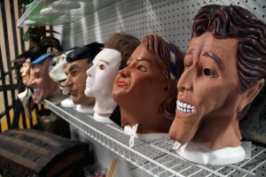 Halloween masks inside the closing Costume Bazaar, a costume store that have been in New Haven for 47 years.