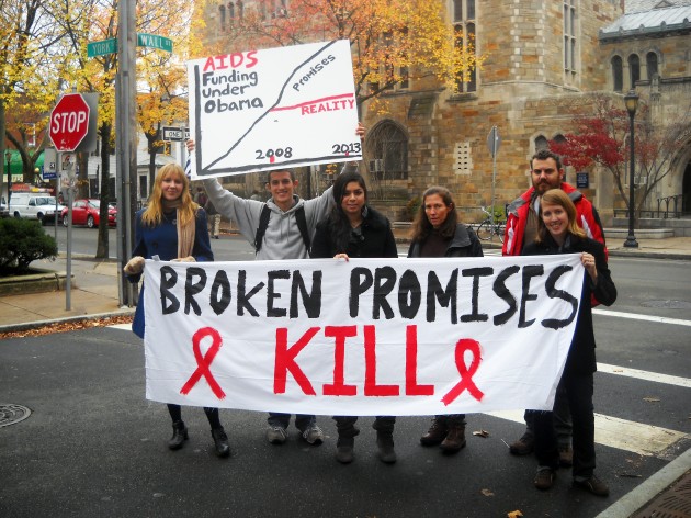 A visit by a White House health adviser sparked a protest Wednesday.