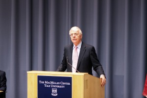 John Major, who served as the U.K.'s prime minister from 1990 to 1997, spoke about the current state of global affairs at Yale Tuesday.