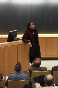Joia Mukherjee, a Harvard Medical School associate professor, spoke at Yale on Monday about the role of government in HIV/AIDS funding.