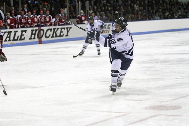 Freshman forward Kenny Agostino ’14 had two goals in the Bulldogs’ 4–1 victory over St. Lawrence last Saturday.