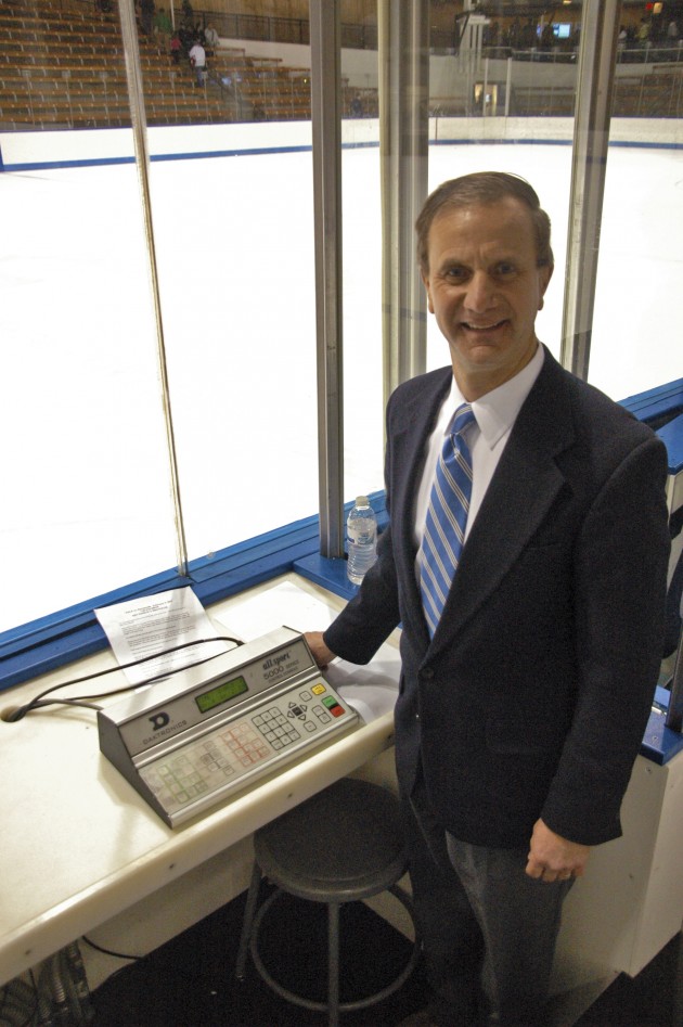 Mark Ryba is the man behind the mic at Yale’s home hockey games.