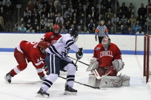 The men’s hockey team scored three goals in the second period en route to its 4–1 win over Cornell on Saturday.