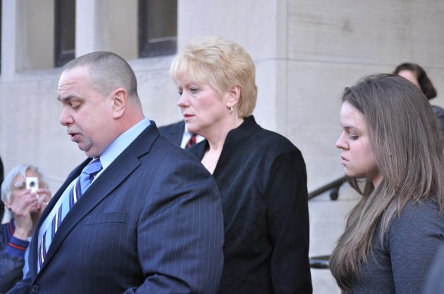 Raymond Clark III's mother, father and fiancée appeared at the hearing Thursday in which Clark pled guilty to the murder of Annie Le GRD '13. Clark's father spoke outside the courthouse.