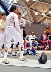Men’s fencer Shiv Kachru ’12 celebrates after qualifying for the NCAA national championships with a second-place finish at regionals over spring break.