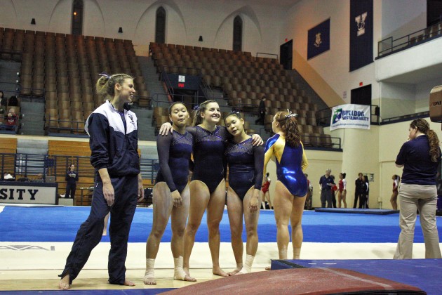 The gymnastics team finished its season in last place at the ECAC Championships.