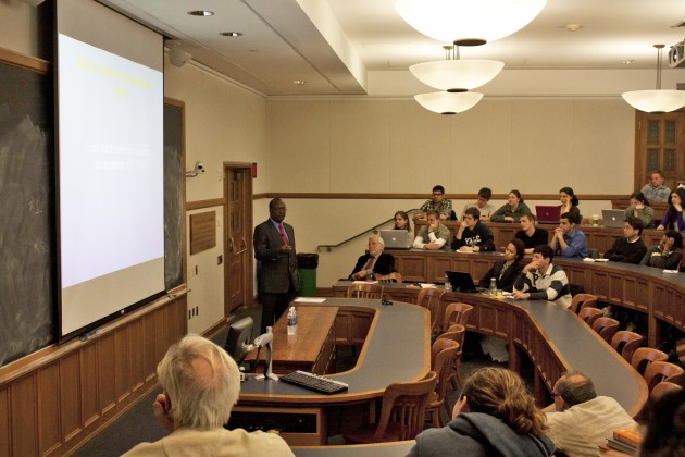 At a talk Monday, advocate and professor Peter Mugyenyi condemned the United States’s recent inaction in the international fight against the HIV/AIDS pandemic.