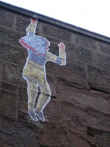 Art with the tag “Believe in People” has been found throughout the city, from the Skull and Bones tomb to the back wall of the Partners Cafe.
