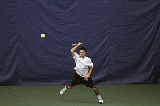 Marc Powers ’13 had two singles wins in the Elis’ matches against Harvard and Dartmouth over the weekend.