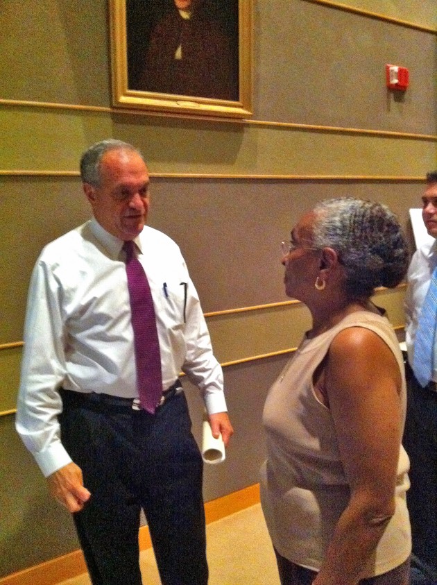 Mayor John DeStefano Jr. explained to aldermen on the finance committee that a state grant for school construction resulted in a net surplus in last year’s budget.