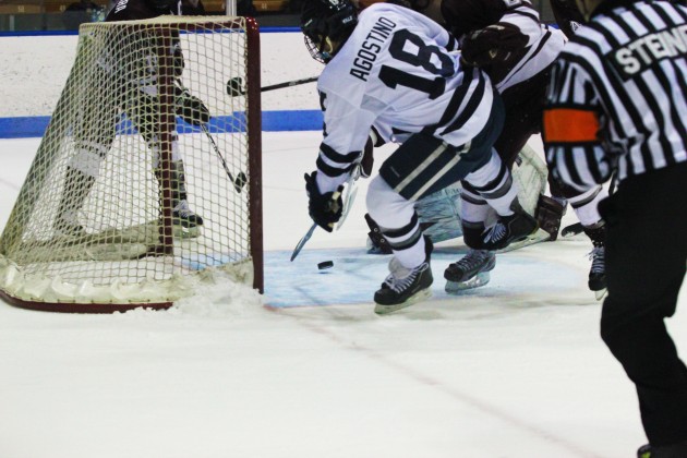 Kenny Agostino ’14 has made seven shots in four games so far this season. The Bulldogs had 22 shots on goal in Saturday’s game against Colgate.