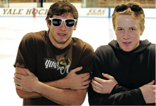 Trent Ruffolo '15 and Connor Wilson '15 are the first hockey players from their states to play at Yale.