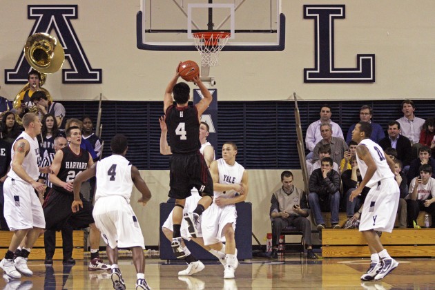 Former Harvard basketball star Jeremy Lin goes up for a shot in a game against Yale.