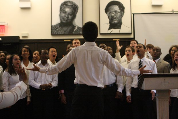 The Yale Undergraduate Gospel Choir performs at Black Church at Yale in 2009.