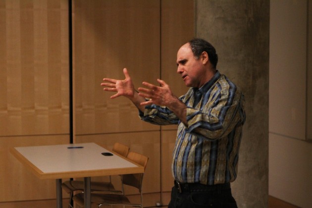 Filmmaker Jim Hubbard spoke about his new documentary, “United in Anger,” at the Loria Center on Monday.