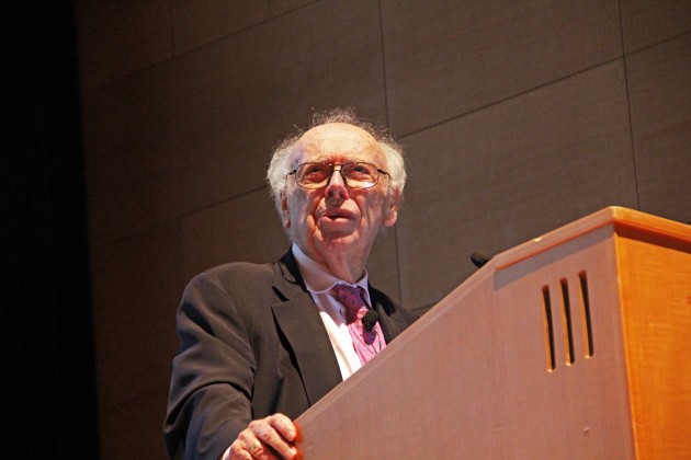 James Watson, the American scientist who helped discover the structure of DNA in the early 1950s, visited campus on Tuesday to deliver a talk at the medical school.