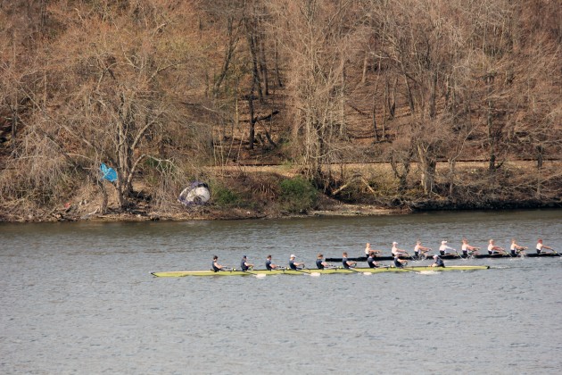 Yale pulled ahead of Brown in the last 1000m of the V 8+ race to defeat Brown by 1.9 seconds.