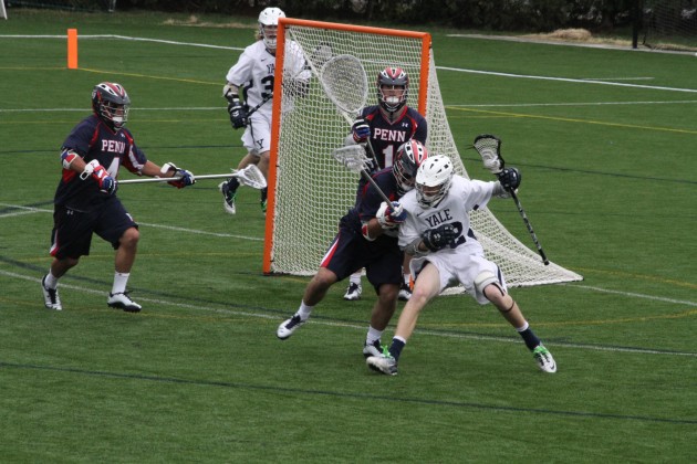 Despite having 23 turnovers to Penn’s 15, the men’s lacrosse team came away with a victory on Saturday thanks to standout offensive performances by Deron Dempster ’13, Greg Mahony ’12 and captain Michael Pratt ’12.