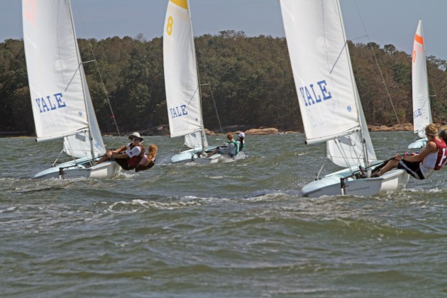 The coed sailing team faced difficult conditions in the Marchiando Friis Team Race hosted by Tufts.