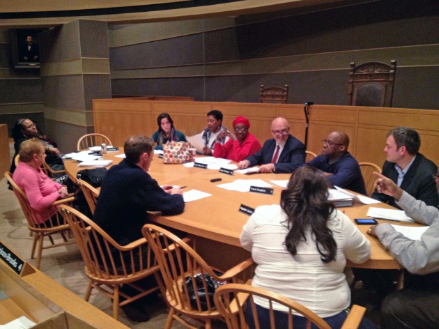 Ward 10 Alderman Justin Elicker, left, proposed a successful amendment to streamline the Board’s federal funding approval process.