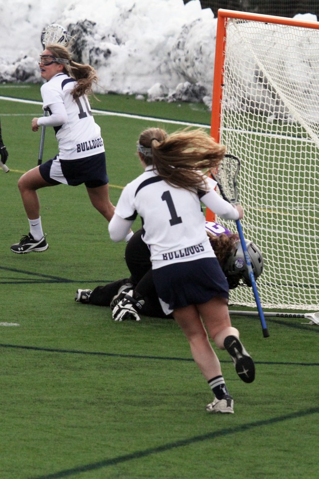 Caroline Crow ’12 celebrated Senior Day with five goals against Columbia.