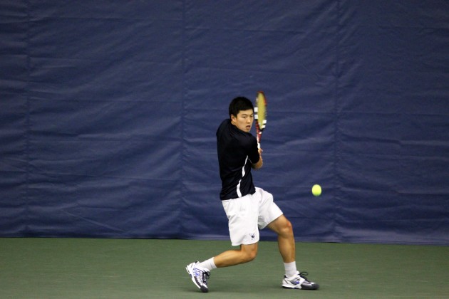 John Huang ’13 beat Columbia’s No. 96 Haig Schneiderman on Saturday. The Elis won 4-3.