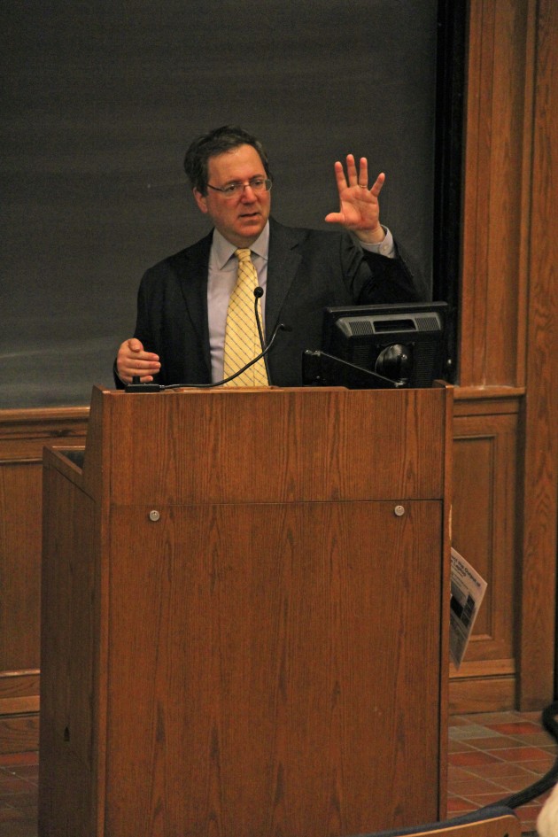 David Sanger, chief Washington correspondent for the New York Times, spoke Monday afternoon on the foreign policies of Barack Obama and George W. Bush '68.