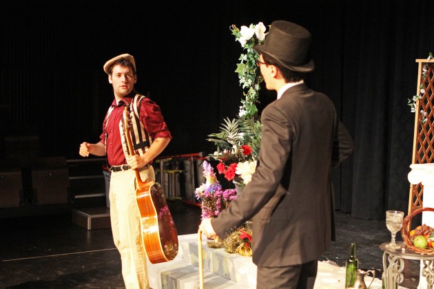 Actors rehearse for Machiavelli’s “The Girl from Andros,” translated from the original Italian by Michael Knowles ’12.