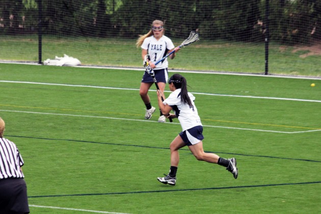 Attacker Kerri Fleishhacker ’15 found the lower left corner of the cage and put Yale ahead 6–5 on a free position goal.